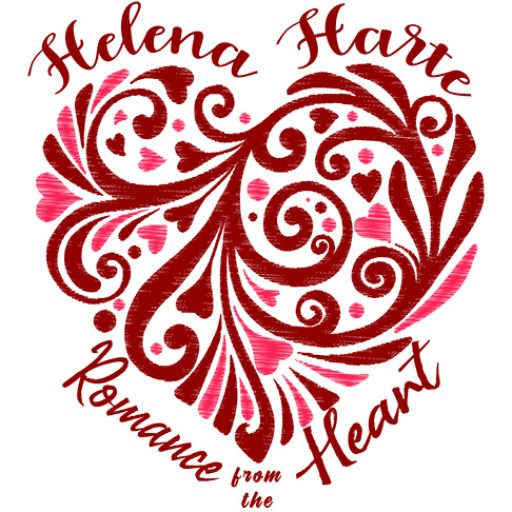 Decorative heart in tattoo style with author tagline "Romance from the heart"
